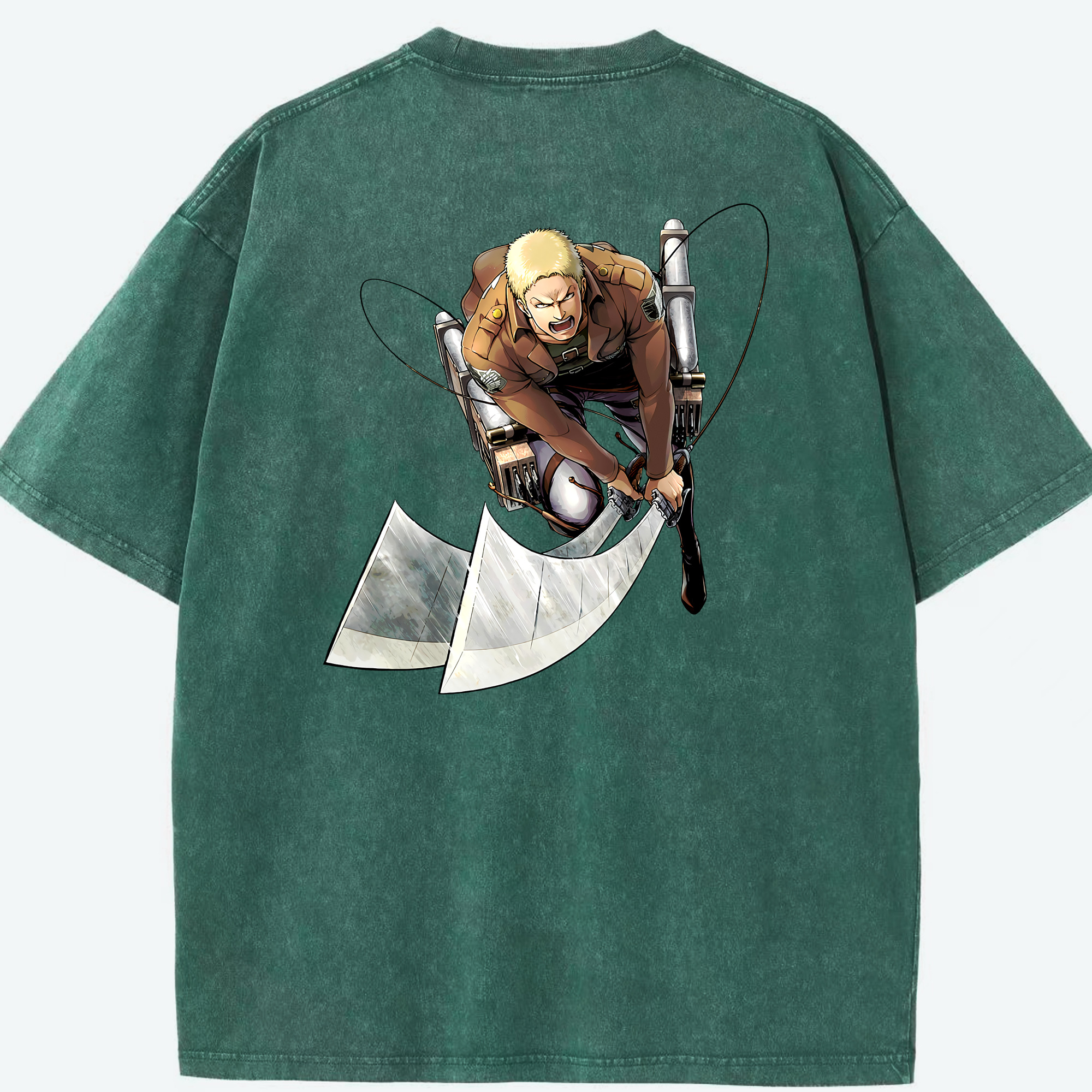（画像用） 進撃の巨人 ライナー・ブラウン Attack on Titan Reiner Braun 綿100% ヴィンテージ風 半袖Tシャツ（背面プリント）